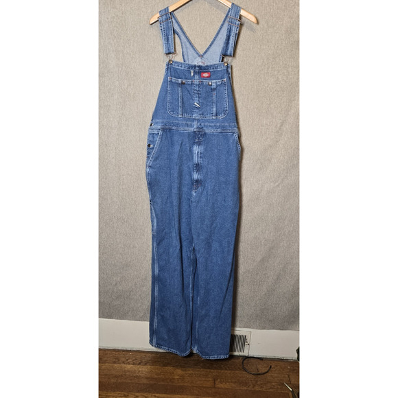 Dickies Bib Overalls Men's Size 36 X 34 Jean Denim Medium Wash Workwear - Picture 3 of 16